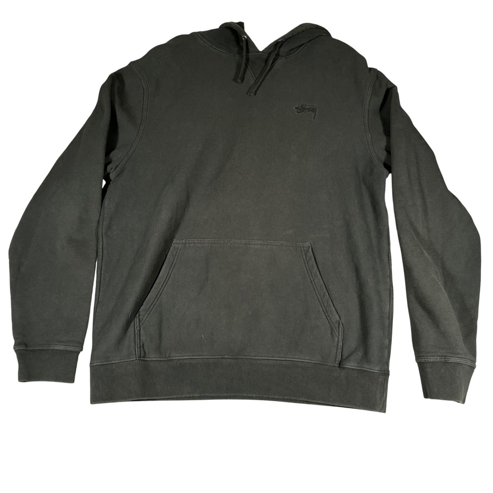 Stussy Mens XXL Black Tonal Embroidered Logo Hoodie 100% Cotton Streetwear